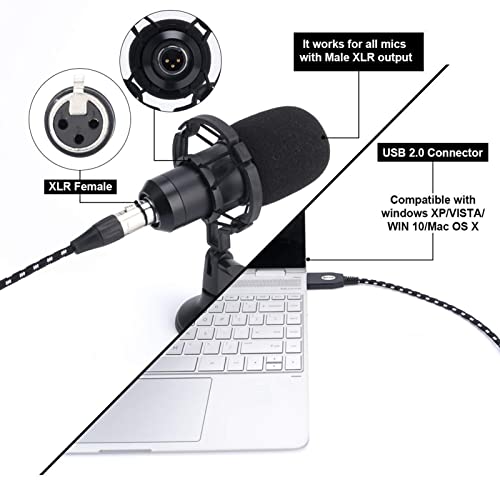Remorui Cabo de microfone USB condutor de cobre USB para XLR fêmea adaptador de gravação cabo sinal