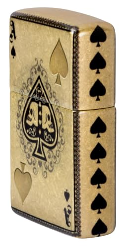 Image of Zippo Ace of Skulls Design 540 Tumbled Brass Pocket Lighter