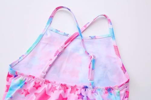 Image of Girls' Sparkle One-Piece Swimsuit 4-12Y Adjustable Crossback Straps Shimmer Bathing Suit for Beach Pool