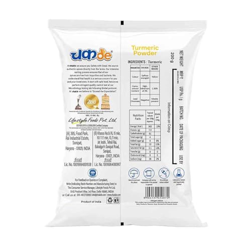 Image of Chukde Haldi Powder - Turmeric Powder - 200 Gm Authentic Indian Spice for Flavorful and Colorful Dishes | Rich in Curcumin with Anti-inflammatory and Antioxidant Properties