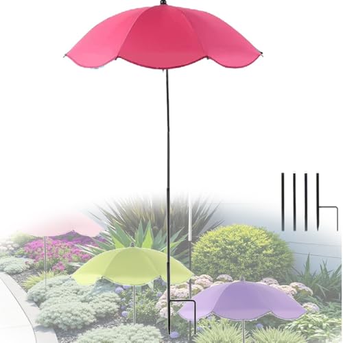 QSPNVFB Ombrelloni per Aiuole Regolabili, Piccoli Ombrelloni da Giardino, Coperture per Piante da Esterno, Ombrelloni Inclinabili per Piante in Vaso(Rose)