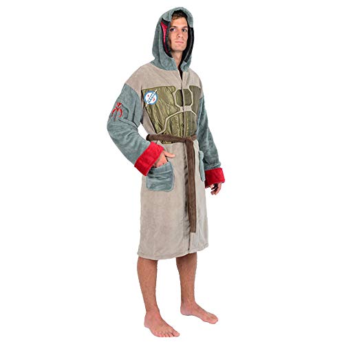 Star Wars Boba Fett Hooded Bathrobe for Men | Soft Plush Spa Robe for Adults | Lightweight Fleece Shower Robe With Belted Tie | One Size Fits Most Adults2
