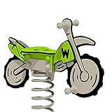 WICKEY Federwippe PRO Motorrad Crossey grau/grün für öffentliche Spielplätze und Schulen - inklusive Betonanker