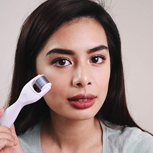 Derma-Roller-Microneedle-Skin-Care-Kit-for-Face-and-Body-with-FOUR-Professional-Grade-025-mm-Titanium-Replacement-Dermaroller-Heads-3-Disinfecting-Cups-and-Case-Face-Roller-Dermaplaning-tool