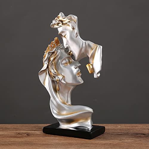JXCBXJ Couples Kiss Sculpture,Abstract Art Couple Sculpture Home Furnishing Resin Statue Decoration Romantic Statue Used for Home Decoration Wedding - Image 2
