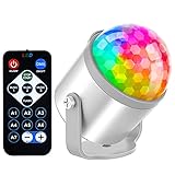 2 in 1 Party Light Disco Ball Strobe Light 10W, Water Wave Projecter Card, Led DJ Lighting Sound Activated Stage Light 7 Color with Remote Control for Christmas Dance Birthday Gift Kids Bar Club