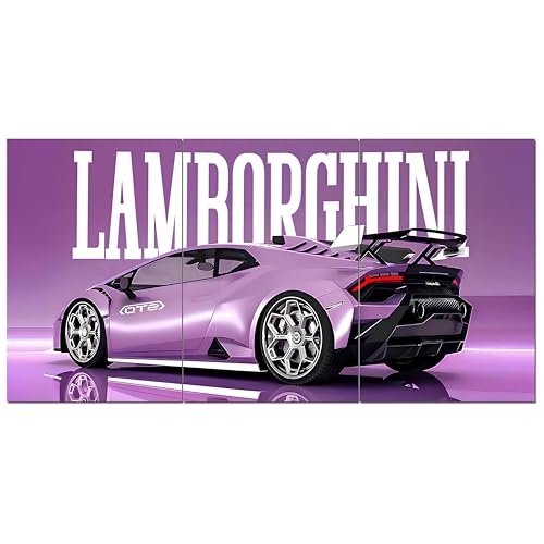 Image of Posternet Super Car Split Poster Set, 12 inch x 18 inch, Split Design Wall Decor Posters For Bedroom, Living Room, Office. (Lambo)