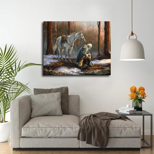 Yuplan George Washington Praying On The Snow In Forge Valley Canvas Poster Holiday Gift Hd Picture Modern Aesthetics Mural Wall Art Decoration thumb #2