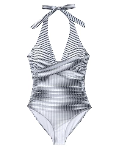 Image of SUUKSESS Women Sexy Tummy Control One Piece Swimsuits Halter Push Up Bathing Suits