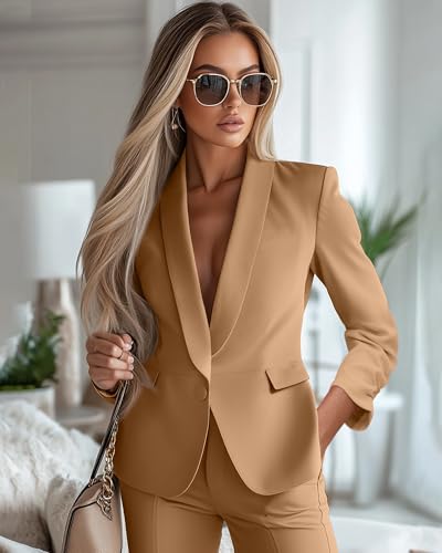 Riyiper Women's 3/4 Sleeve Blazer Open Front Blazer Jackets Casual Outfits Work Office Suit with Pockets4