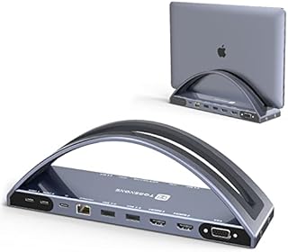 USB C Docking Station Dual Monitor for MacBook Pro/Air, USB C Dock Dual HMDI, USB C Hub with 2 4K HDMI for Mac, Docking Station Stand with VGA, USB C, PD3.0, 4 USB, Ethernet, Micro SD/TF, 3.5mm Audio