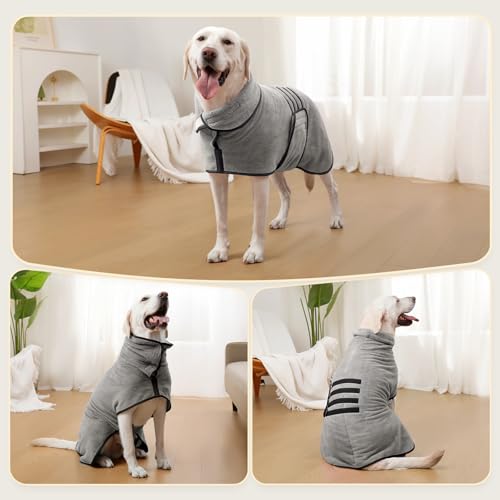 Zorela Hundebademantel, Superweicher Bademantel Hund aus Korallenvlies, Hunde Bademantel Hundehandtuch Extra Saugfähig für nach dem Bad, Strand, Pool