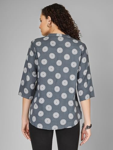 Image of Women's Cotton Printed Kurta Top | 3 /4 Sleeve Straight Kurti Casual Outings