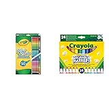 Crayola 7555-50 Rotuladores Súper Punta Lavables, color/modelo surtido + 24 58 – 6570 24 Rotuladores Súper Lavables Maxi Punta, Multicolor