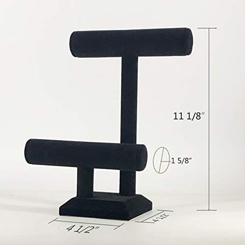image for 7TH VELVET 2 Tiers Black Velvet Jewelry Tower Bracelet Holder Jewelry 