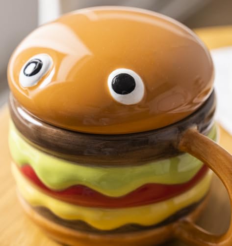 Taza de cerámica con tapa en forma de hamburguesa 11.5 oz miniatura 2