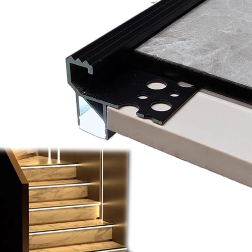 Nez d'escalier antidérapant alu avec profilé LED pour marches - 2