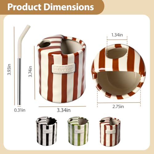Taza de cerámica con diseño a rayas 10oz miniatura 5