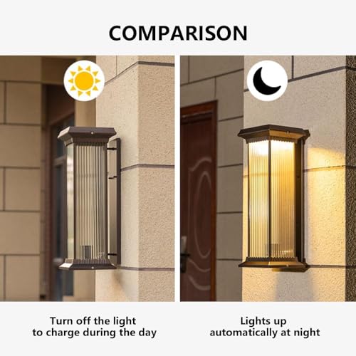 Lámparas de pared largas solares, apliques LED impermeables para exterior 6