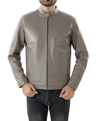 Image of Jild Classical Single Piece Lambskin Leather Jacket Men - Everyday Wear Snap Tab Collar Men's Motorcycle Leather Jacket