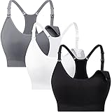 Suekaphin 3 Pack Sports Bra - Low Impact, White, Medium Moms Nursing Bra