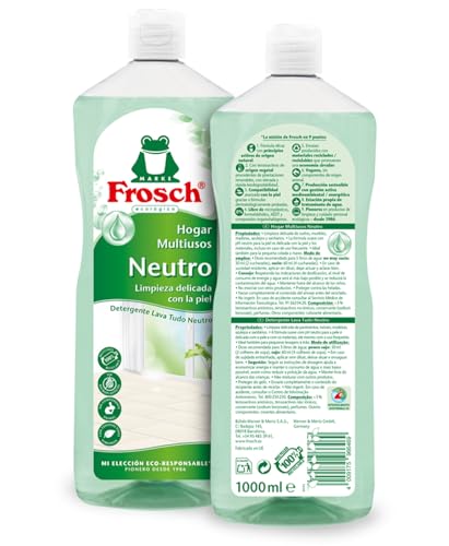 Frosch - Limpiador Multiusos de Hogar Ecológico con pH Neutro, Limpia Todas las Superficies y Cuida la Piel - Resultado Brillante y Duradero - 1 L (Paquete de 2) - imagen 3