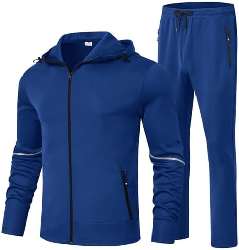 BGOWATU Men's Tracksuits Set Full Zip Jacket Hoodie Sweatsuit Run...