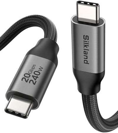 Silkland USB4 Kabel 5M für Thunderbolt 4, 4K@144Hz 5K@60Hz USB-C Videokabel | MST, 240W PD3.1 Laden, 20Gbps geflochtenes USB-C Kabel 5M für Thunderbolt 5/4/3 Dock, MacBook, Monitor