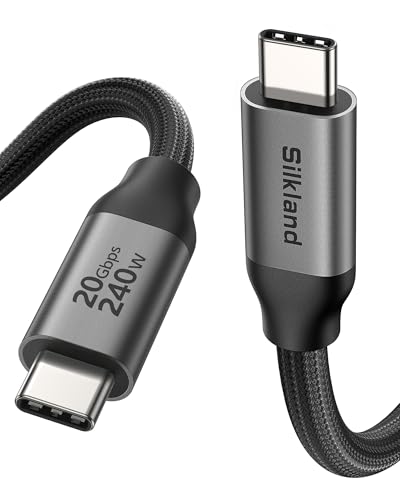 Image of Silkland 20Gbps USB 4 Cable Long, 5K /4K@60Hz, 240W PD 3.1, 16.5FT /5M | 48-Strand Braided, Braided USB C Monitor Cable Compatible for Thunderbolt 4 /3, MacBook, iPhone 17, VR Headset