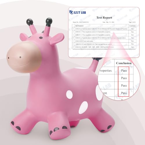 Image of EVERICH TOY Giraffe Bouncy Animal Hopper for Toddlers 18 Months+, Inflatable Bouncing Hopper Toys, Outdoor Indoor Ride on Horse Bouncer Hopping Toys, Birthday Gifts for Boys Girls 2 3 4 5 6 Years Old