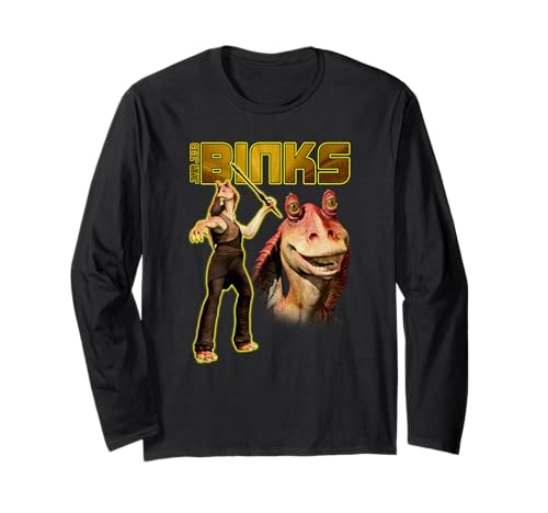 T-shirt Star Wars Jar Jar Binks à manches longues et motif combat noir