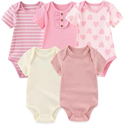 MAMIMAKA Baby Short Sleeve Bodysuits Baby Girls Clothes Cotton Vest one-Piece Cover
