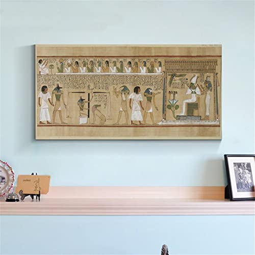 Ancient Egyptian Art Poster The Last Judgment (1275 Bc, Papyrus Scroll Engraving Wall Decoration Canvas Painting Wall Art Poster For Bedroom Living Room Decor 20X40Inch(50X100Cm) Frame-Style #TOP3