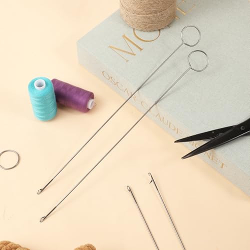 Image of Giantree 6-Piece Circular Sewing Tool, Beaded Needle Hook, Silicone Beaded Loop Tubular Circular Sewing Supplies, Tongue-Shaped Crochet Tool with Locking Hook for DIY Fabric Tubular Strips.