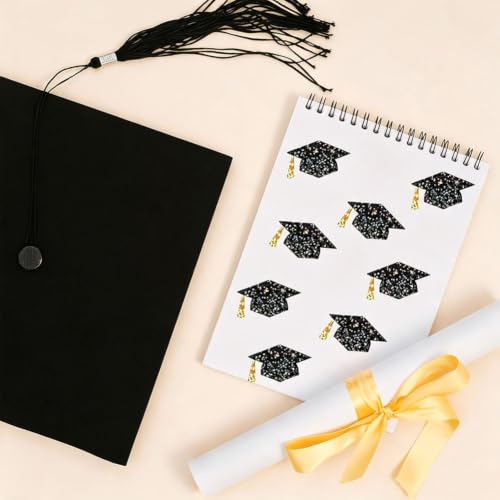 500Pcs Graduation Cap Stickers Roll 1in Holographic Grad Hat Paper Decal Grad Cap Black Gold Sparkly Envelope Seal Stickers for College High School Graduate Congrats Grads Gift Tags Supplies - Image 5