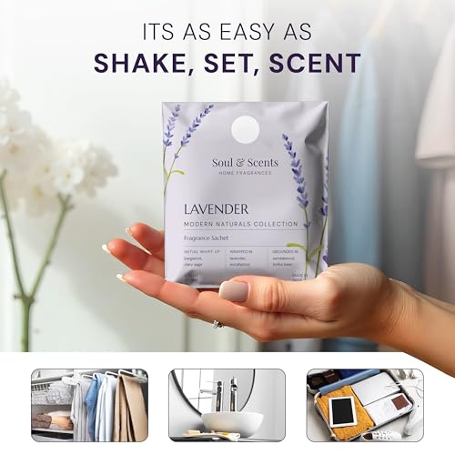Image of Soul & Scents Lavender Bliss Fragrance Sachet | Blend of Rosemary and Vanilla | Versatile Air Freshener for Car, Wardrobe, Kitchen, and Travel Bag | Pack of 3-20gm Each