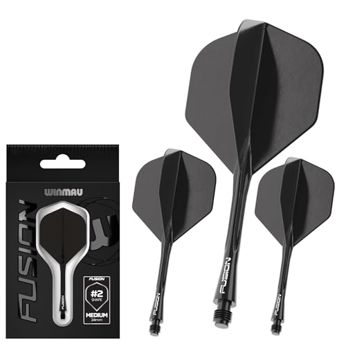Image of Winmau Fusion No.2 Integrated Flight & Shaft System - Lightweight Replacement Set for Steel & Soft Tip Darts - 90-Degree Wing Design Sizes