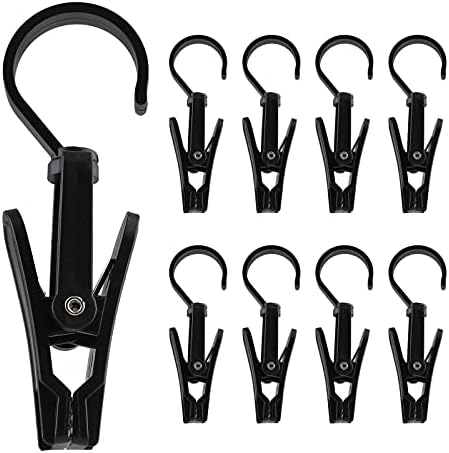 Jiozermi 20 PCS Laundry Hooks Clip, Plastic Clothes Pins, Super Strong Hanger Clips, Swivel Hooks Clip for Clothing Store Home Office & Workshop, Black