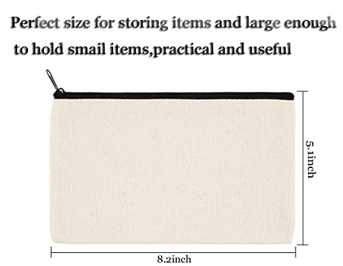 14Pieces 8 X 5 Inch Blank Craft Diy Canvas Pen Pencil Case- Cotton Canvas Invoice Bill Bag Makeup Bag Cosmetic Bag Multipurpose Travel Toiletry Pouch With Black Zipper… #TOP1