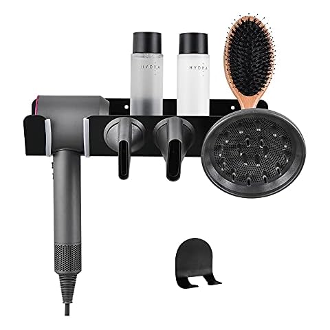Hosoncovy Hairdryer Wall Mount Holder Stand Blow Dryer Rack Hook Organizer for Dyson Supersonic Hair Dryer (Black) Cover