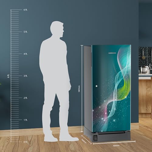 Image of Liebherr 191L 5 Star Inverter,Direct Cool,Handsfree,Foot Pedal,Base Drawer,Pocket Handle,Single Door Refrigerator,20 Yrs Warranty on Compressor,Freezer 22 L,Vegetable Organiser,Teal string(2024 Model)
