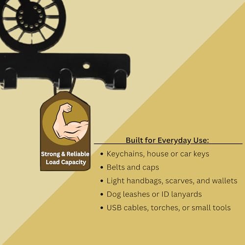 Image of Spillbox Metal Wall Key Holder|Key Hanger|Key Stand|Key Organizer|Bathroom Hooks|Kitchen Utensil Hook|7 Hooks|Durable Wall Mount Organizer Rack|Powder-Coated Black Key Hanger for Home, Office-Bike