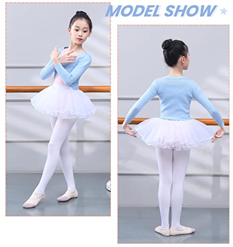 SEAUR Blusas de balé de manga comprida para meninas suéter de malha de dança macio wrap balé suéter