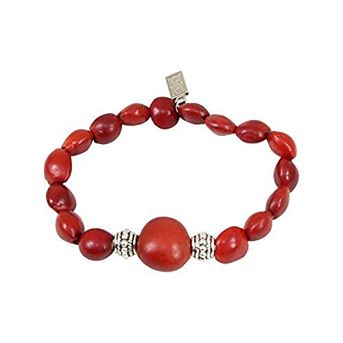 Image of EVELYN BROOKS Classic Stretchy Adjustable Beaded Bracelet for Women 6.5 inch - 7.5 inch w /Meaningful Good Luck Huayruro Seeds Beads - Great Gifts for Mom, Daughter, Sister, Aunt, Girlfriend
