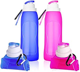 TURN RAISE Silicone Hiking Water Bottle, Set of 2 Pack
