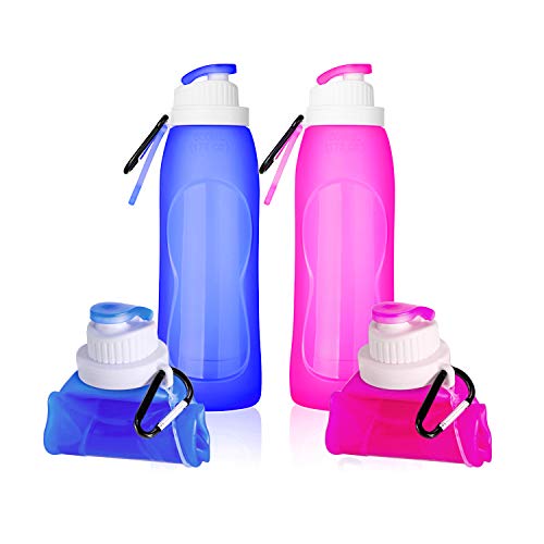 TURN RAISE Silicone Hiking Water Bottle, Set of 2 Pack