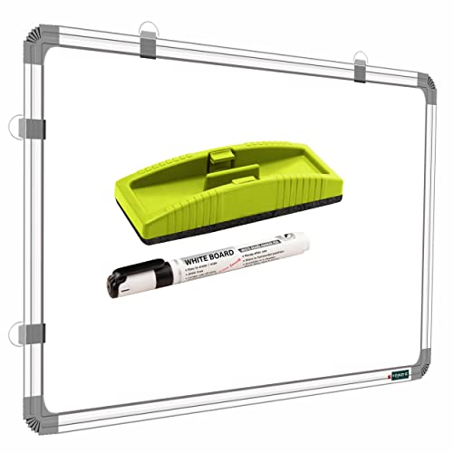 Image of Non-Magnetic 2x3 Feet (23x35 Inch) Double Sided Whiteboard and Chalkboard Both Side Writing Board with 1 Marker & 1 Duster - Set of 3 Items