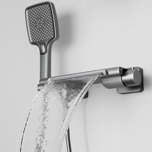 Robinet de baignoire mural chic en laiton et kit douchette durable - 4