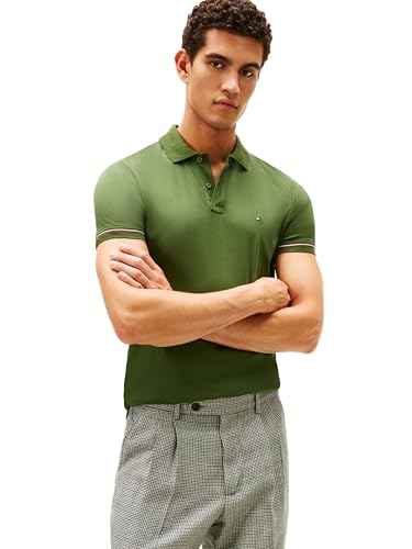 Image of Tommy Hilfiger Men's Short Sleeve Casual Polo Shirts in Slim Fit with Liquid Cotton and Cuff Designs