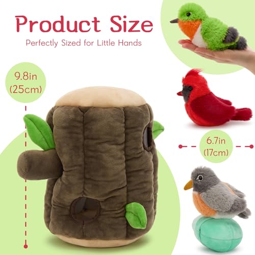 Image of Bird Stuffed Animal Set, Treehouse Plush with 3 Birds & Egg, 12 inch